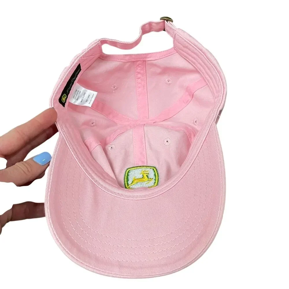 Pink John Deere Hat Green Emblem Ladies Yellow Deer Adjustable Strap Farm Girl